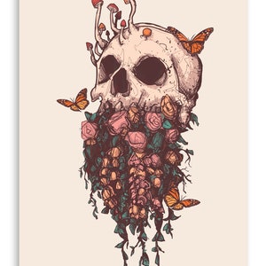 Elemental Skull Nature Fine Art Print Poster Home Decor Wall Art Digital