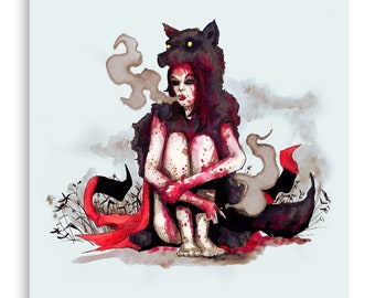 Big Bad Riding Hood Fine Art Print Poster Home Decor Wall Art Digital