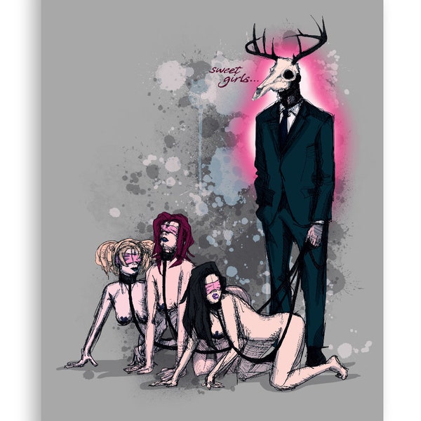 Deer Daddy Series 1: Sweet Girls Fine Art Print Poster Home Decor Wall Art Digital