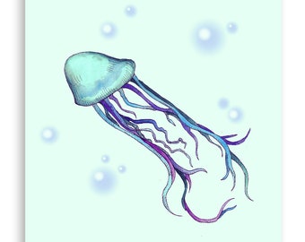 KY Jellyfish Fine Art Print Poster Décoration d&#39;intérieur Art mural numérique