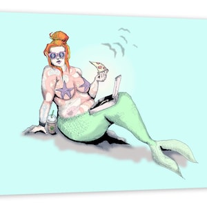Pizza Mermaid Fine Art Print Poster Home Decor Wall Art Digital