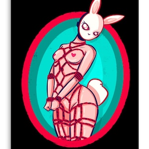Rope Bunny Fine Art Print Poster Home Decor Wall Art Digital