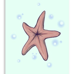 Poster di stampa artistica di stelle marine di cioccolato, decorazione per la casa, arte murale digitale