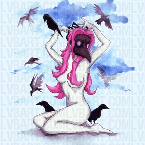 Plague Doctor Pinup Fine Art Print Poster Home Decor Wall Art Digital