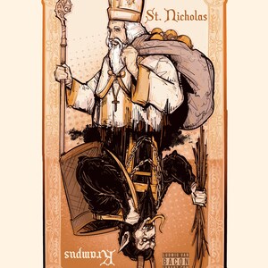 St Nick v Krampus Fine Art Print Home Decor Wall Art Digital