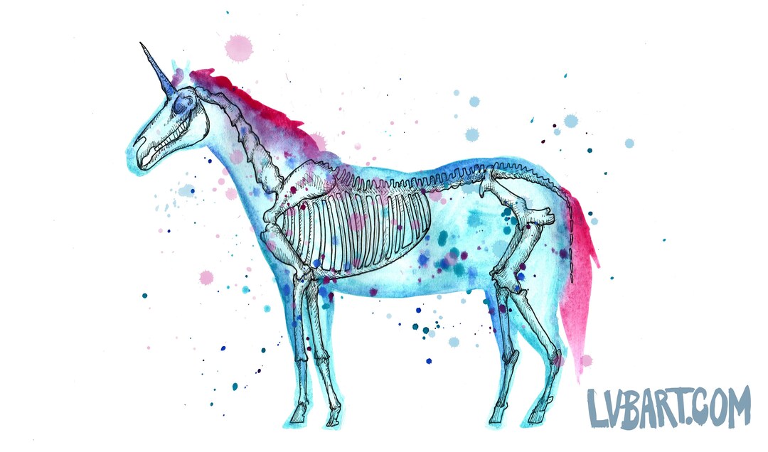 Unicorn Skeleton Art Print Poster - Etsy