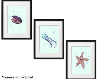 Lot de 3 affiches d&#39;impression sur le thème de Bad Beach, décoration d&#39;intérieur, art mural, art numérique