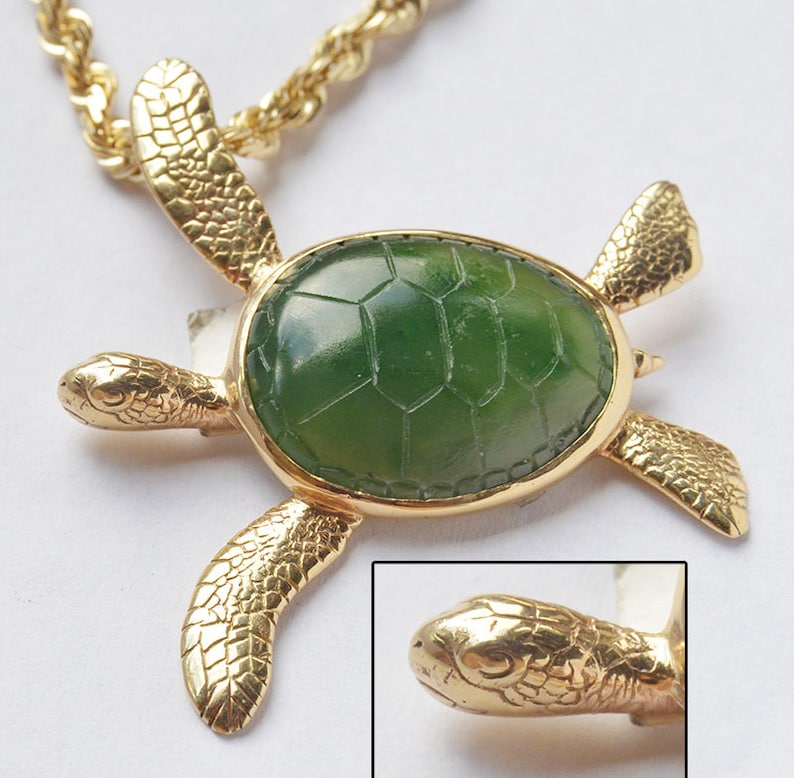 Shell Chandelie Rwith Rope Hawaiian Honu - 14 Karat Gold and Jade Sea Turtle Pendant 3504 - Etsy UK