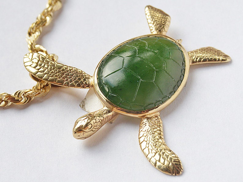 Shell Chandelie Rwith Rope Hawaiian Honu - 14 Karat Gold and Jade Sea Turtle Pendant 3504 - Etsy UK