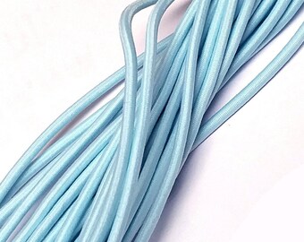 Approx 3mm Diameter - 5 yds - 20 yds  Light Blue Drawstring Round Elastic Thread Elastic Cord Elastic Rope Craft Sewing ET7