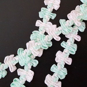 1/2 zoll / 13mm breite - 5 yds - 10 yds Blume Hellgrün / Pastellgrün & Weiße Nylon geflochtene Zierleiste Eingefasstes französisches Picot Benötigen Sie zum annähen L300