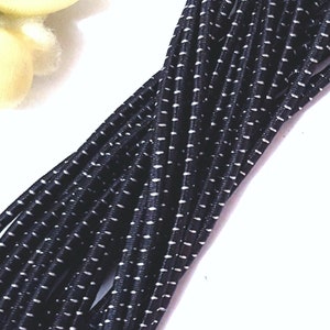 3.5mm wide 5-10y Black w/ Gray Stitched (Reflective) Thick Elastic cord ET4