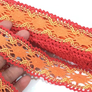 1-3/8 inch  3.4cm width -  5 yds - 10 yds Pastel Orange Cotton Crochet Lace Trim Craft  Need Sew On L561