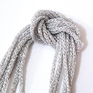 Approx 1.8mm -2mm width - 10 yd - 50 yds Soft Silver White Metallic Polyester Gimp Knitted Cord Rope Craft Supply L239
