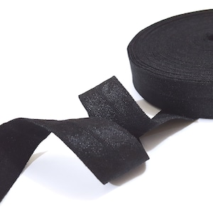 3/4 Zoll / 20mm Breite - 5 yds - 20 yds Glänzender schwarzer Satin Falten über Gummiband Handwerk Versorgung am besten für Stirnband Bedarf Sew On EB27