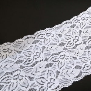 5-5/8 inch / 14 cm width - 3 yds - 5 yds Bridal White Mesh Stretch Lace  Elastic Lace Need sew on  L755