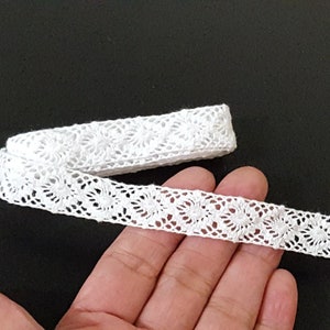 1/2 inch / 13mm width - 5yds - 10 yds White Crochet Mesh Flower Cotton Trim Cotton Lace Need Sew On L785