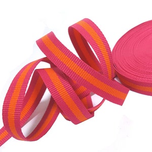 3/8 inch/10 mm breed - 5 -100 yds Fuchsiarood met oranje streep grosgrain lint Polyester Bindtape Feestdecoratie Doek naaien GR59