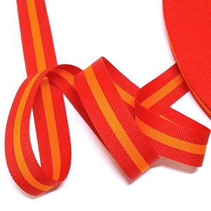 3/4 inch / 20 mm breed - 5 yds - 20 yds Rood/oranje/rode strepen polyester grosgrain lint Bindtape omslag kleding naaien GR77