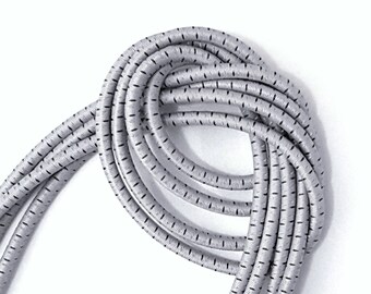 Ca. 3,5 mm breit - 5 m - 10 m - Grau mit Schwarz genäht und spiegelte sich Silber Grau Dicke Kordel Runde Elastische Faden Nähen ET65