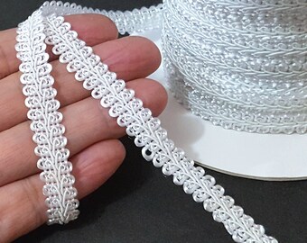 3/8 inch 10mm width - 5 yds - 200 yds Soft hand feel and thin white French Gimp Braided Trim Ric Rac Ribbon Craft Supply Need Sew On  L681