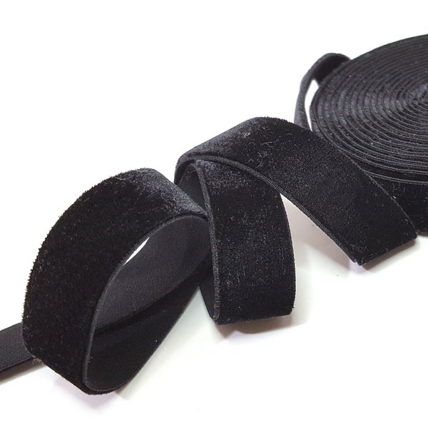 5/8 inch / 16mm width - 5 yds - 50 yds Black Elastic Velvet Ribbon Stretch Velvet Ribbon Crafts supply Wrap WS37