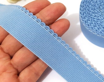 1 inch / 2.5 cm width - 3 - 10 yds Soft hand feel Copen Blue Scalloped Waistband Elastic Band Crafts Supply Need Sew on  EB38