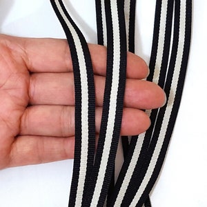 3/8 inch /10mm width 5 yds 50 yds Black with Gray Stripe Grosgrain Ribbon Polyester Binding Tape Party Decoration Clothing Sew GR19 image 1