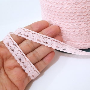 1/2 inch / 13mm  width - 5 yd - 50 yds Light Pink Stretch Lace Elastic Lace Craft Supply  Need sew on  L805