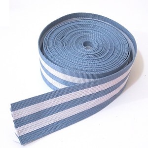 1-3/16 inch (bijna 1-1/4") 3 cm breed - 4 of 10 yds Zwaar stoffig blauw/grijsachtig witte streep grosgrain lint GR27
