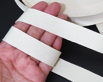 3/4 inch /  19mm ( near 20mm) width - 5yds - 54 yds Beige Cotton Grosgrain Ribbon Plains Tape, Thickness 0.6mm Approx Clothing Sewing TR52