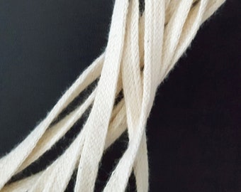 1/4" / 7mm or 5mm width - 5 -100y Soft - Beige Cotton Knit Flat Tape without center string Braid Flat Cord Tube Tape - 1mm Thickness CC32