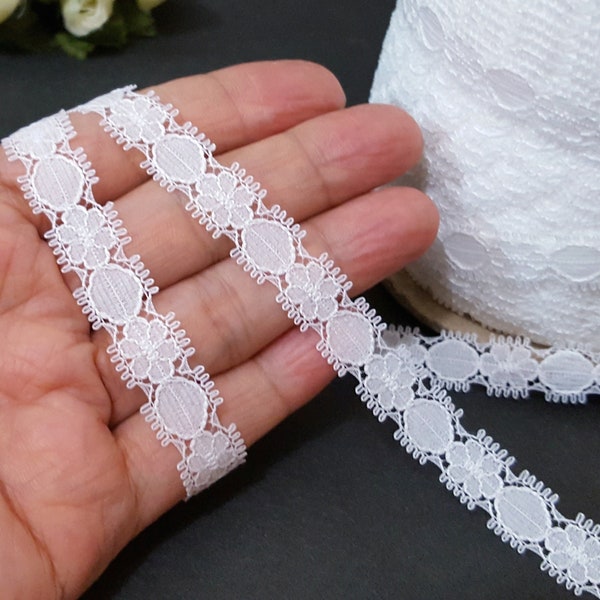 almost 1/2 inch /  12mm width -5 yds - 20 yds White Scallop Raschel Lace Polyester Lace for Dress making , Clothing Need Sew On L709