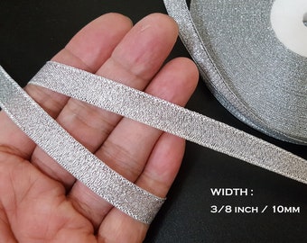 3/8 inch 10mm or  1/2 inch 13mm wide - 32 yards /29 mt - 1 roll Silver Metallic Ribbon Crafts Supply Party Decoration, Wrapping MR5