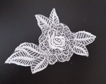 Lily 6/"x3/" White Black Ivory Beaded Organza Lace Bridal Applique Patch by Piece