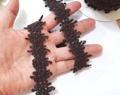 NO STRETCH Dark Brown Cotton Bobbin Tape Lace Trim Craft 1-1 4 inch 3.2 cm width for skirt, blouse, evening gown L660
