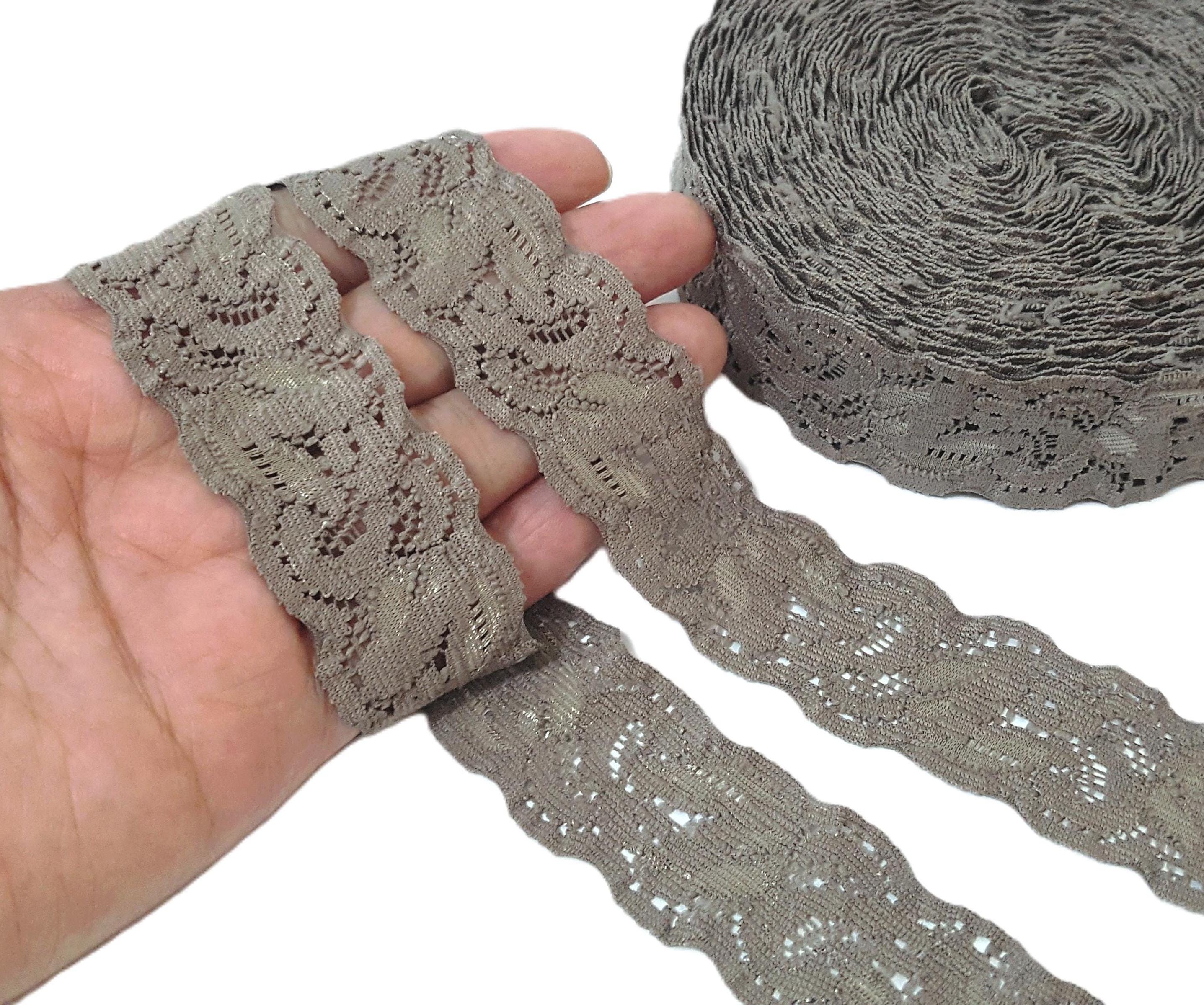 1 inch / 2.5cm width - 5 yd - 50 yds  Deep Saga Green Flower Stretch Lace Elastic Lace Craft for Gown Need sew on  L677