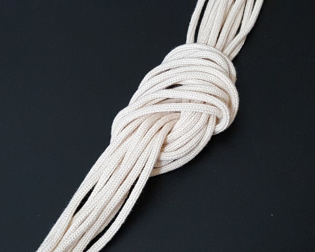 Approx 3mm Width - 5 Yds - 20 Yds Beige Knitted Cotton Cord String Rope ...