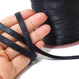 1/4 inch / 7mm wide-30yds-100yds Black Nylon Satin Ribbon Double Faced for Crafts Supply, Hanger Loop Card making Wrap Party Decoration S17