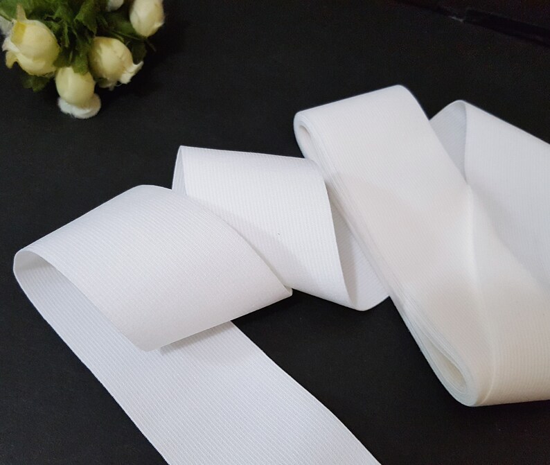 3 inch / 7.6 cm width 3 yds 20 yds Soft hand feel White Waistband Elastic Band Trim thickness 0.5mm Need Sew On EB25 image 5