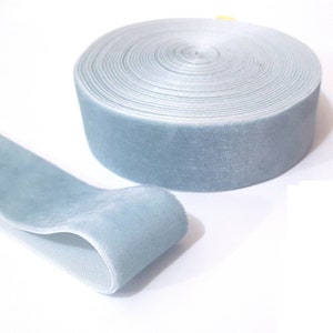 1 inch or 1-1/4 inch / 25mm or  32mm width - 6 yds -  25 yds  Grayish Blue Dusty Blue  Velvet Ribbon Craft Supplies Wrap W21 -078