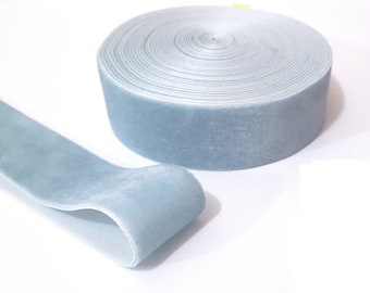 1 inch or 1-1/4 inch / 25mm or  32mm width - 6 yds -  25 yds  Grayish Blue Dusty Blue  Velvet Ribbon Craft Supplies Wrap W21 -078