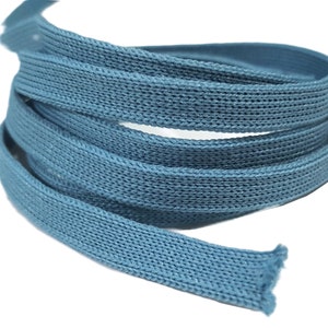 Bijna 3/8 inch (5/16 inch) / 8 mm breedte - 5 yds - 10yds Antiek Blauw Plat Gevlochten Tape Polyester Gebreide Platte Tape Kleding Naaien KT1