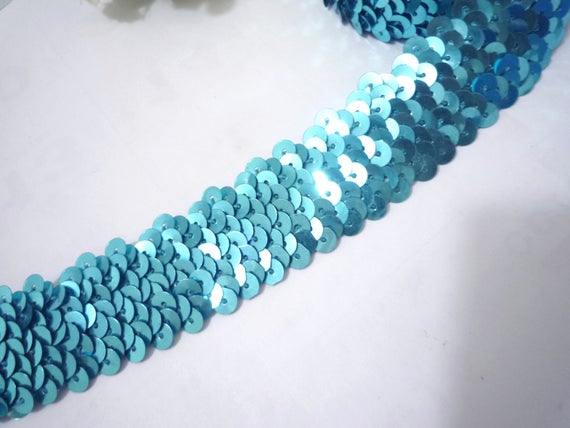 1 po/2,5 cm de largeur - - largeur 9 yds Turquoise Bleu Stretch rond Sequin élastique SQ9 05fa7b 1 po/2,5 cm de largeur - - largeur 9 yds Turquoise Bleu Stretch rond Sequin élastique SQ9 05fa7b