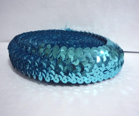 1 po/2,5 cm de largeur - - largeur 9 yds Turquoise Bleu Stretch rond Sequin élastique SQ9 05fa7b 1 po/2,5 cm de largeur - - largeur 9 yds Turquoise Bleu Stretch rond Sequin élastique SQ9 05fa7b