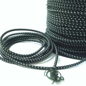 Approx  3mm wide - 5yd -10yd Blackish Green/ Dark Green with White Stitch  (no reflect) Drawcord Round Drawstring Elastic Cord Rope sew ET37