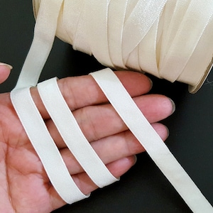 3/8 zoll / 10mm breite - 5 yds - 10 yds Creme / Hellelfenbein (1 seitige Filz) Satin Gummiband Zierbedarf zum annähen EB15