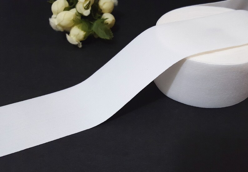 3 inch / 7.6 cm width 3 yds 20 yds Soft hand feel White Waistband Elastic Band Trim thickness 0.5mm Need Sew On EB25 image 6