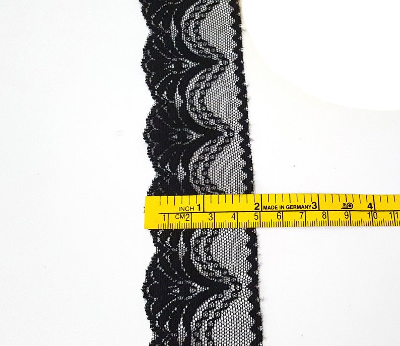 1 7/8 inch / 48mm wide - 5 yds - 20 yds Unstretch Black Flower Scalloped Polyester Mesh Lace Trim Crafts supply Need Sew On L483 image 9