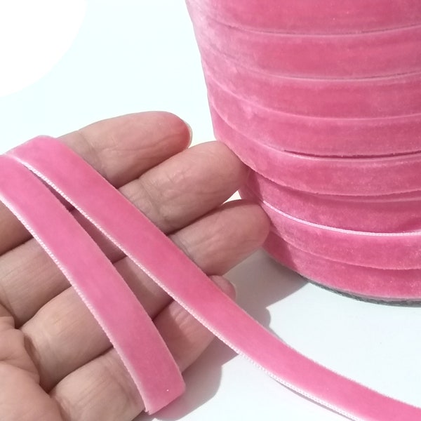 3/8 inch / 1cm / 10mm width - 6 yds - 33 yds Hot Pink Velvet Ribbon Trim Craft Wrap W19